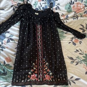 Floral Embroidered Black Dress